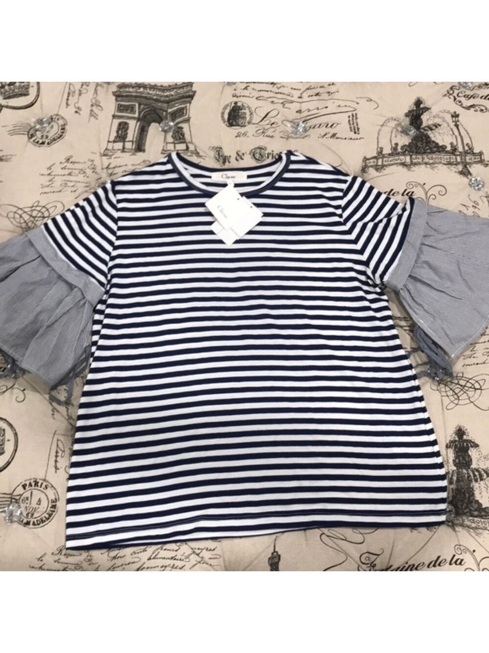 Clu Ruffle Sleeve Stripe Tee - Picture 8 of 8